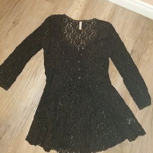 Free People Black Lace Tunic